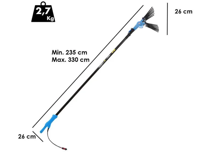 Lisam Oliwatt 3 - Peigne vibreur élécrique à batterie - Avec dents en Nylon - 235-330 cm - Perche téléscopique