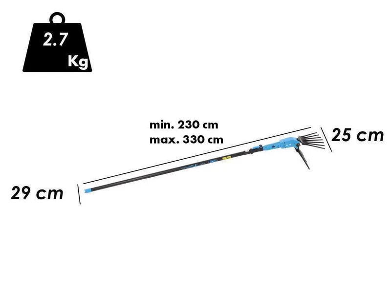Lisam Oliveco - Peigne vibreur électrique à batterie - Avec dents en Nylon - 230-330 cm - Perche télescopique