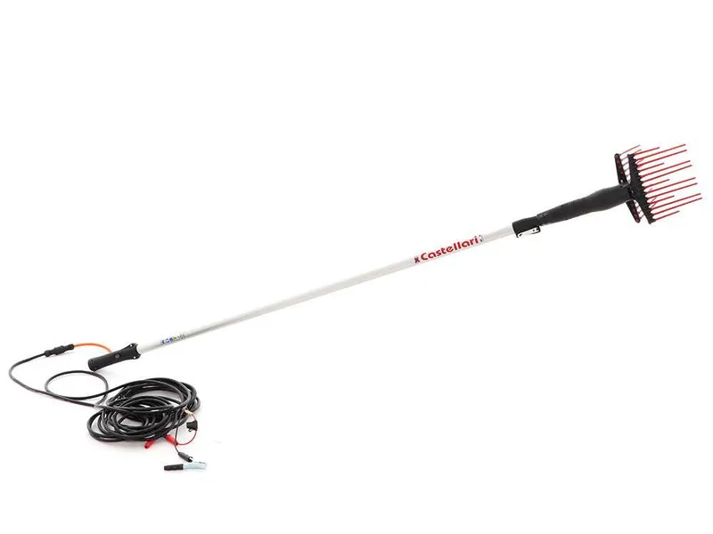 Castellari Olivance EP S L V2 - Peigne vibreur électrique à batterie de type automobile avec câble inclus - Perche télescopique en aluminium 220/300 cm