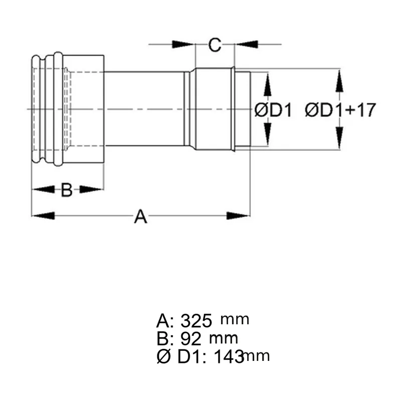 Schiedel manchon de raccordement Ø80 simple paroi, raccourcissable pour ICS Ø150 mm double paroi brillant
