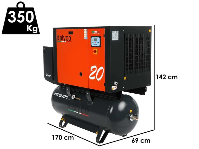 Italyco KVE 20/270 Premium - Compresseur rotatif à vis - Pression max 10 bar