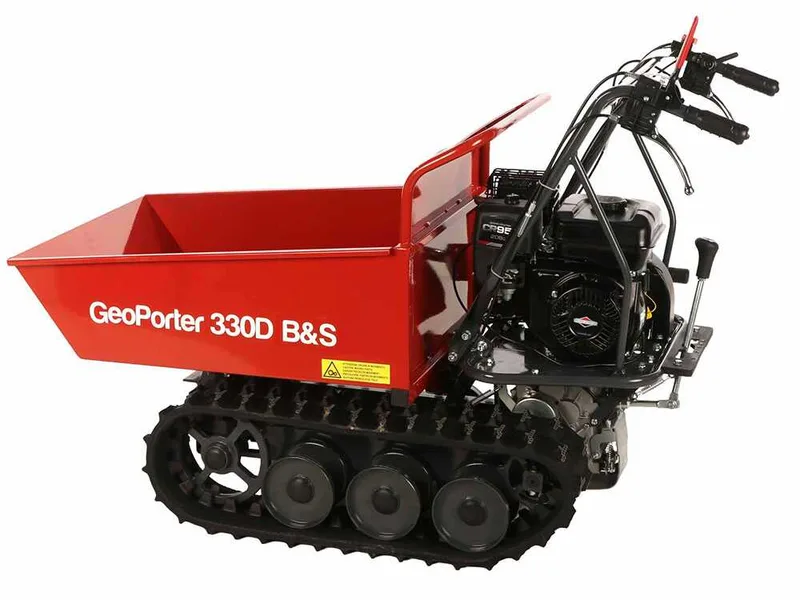 GeoTech Pro GeoPorter 330D B&S - Brouette motorisée à chenilles à 6 galets avec benne dumper - 300 kg