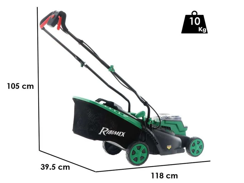 Tondeuse à poussée à batterie RIBIMEX PRBAT20-TON33 - Batterie de 2x20V 4Ah - Largeur de coupe 34 cm