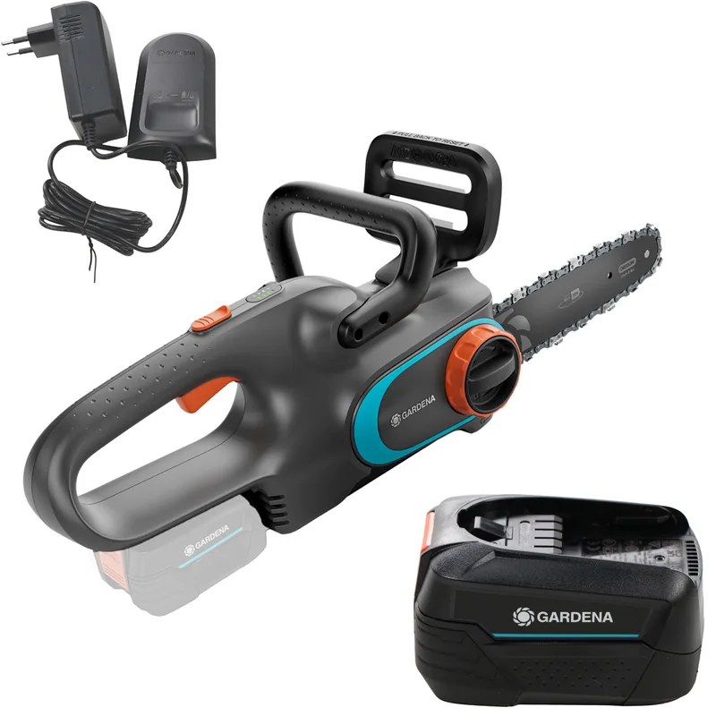 Gardena PowerSaw 250/18V - Tronçonneuse à batterie 18 V 4 Ah - Guide de 25 cm