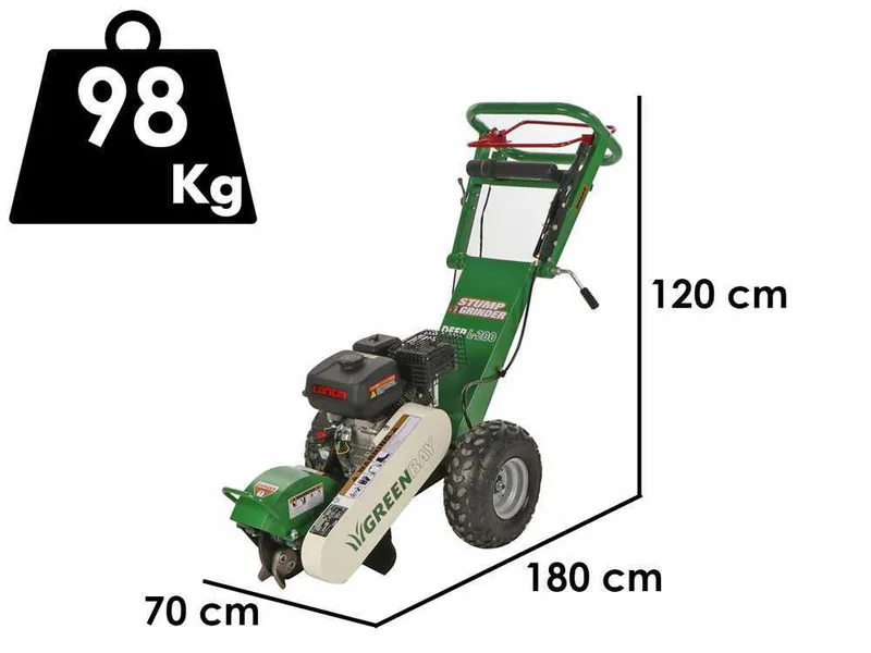 GreenBay Deep L-200 - Rogneuse de souche - Moteur Loncin 196 cm3 - Roue de coupe avec 8 lames en carbure de tungstène