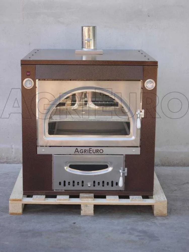 AgriEuro Maximus 100 Deluxe INC - Four à bois en acier encastrable - Cuivre émaillé - Inox