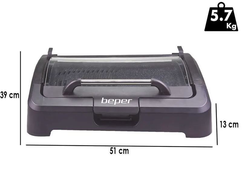Beper 90871 - Barbecue életrique avec couvercle - 2.2 Kw