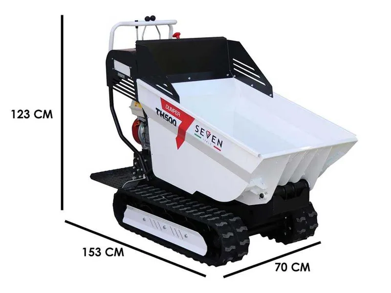 Seven Italy TH500 GX 200 - Brouette à chenilles avec benne dumper 500 kg - Transmission hydrostatique