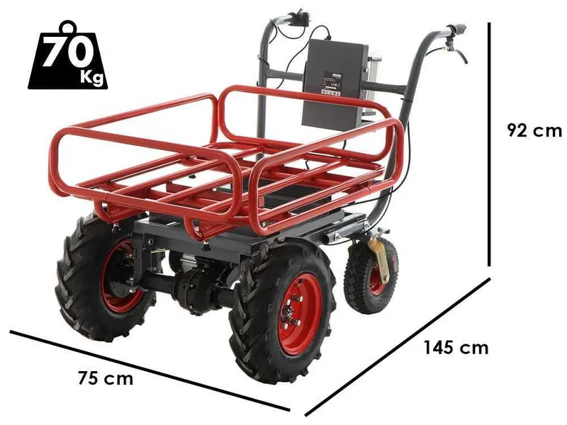 Brouette électrique à batterie GeoTech CAR 300T-T PLUS - Batterie de 40V et 6 Ah