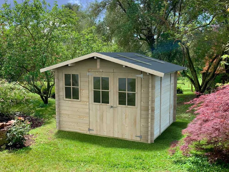 Alce Cortona Express 296x249 - Abri de jardin en bois - Avec fenêtres et porte à double battant - 296x249x220 cm