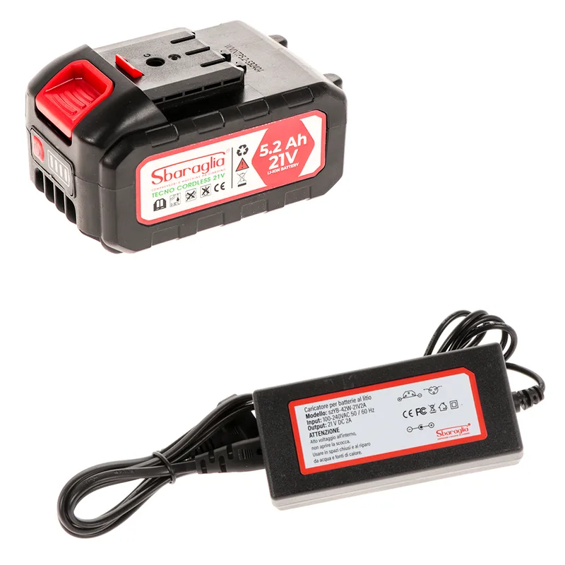 Kit Sbaraglia Tecno Cordless - 1x batterie 21V/5.2 Ah + 1x Chargeur