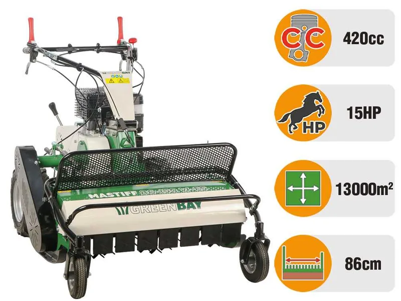 GreenBay MASTIFF 86-150 W-ES - Tondeuse débroussailleuse professionnelle à couteaux - Loncin G420FD