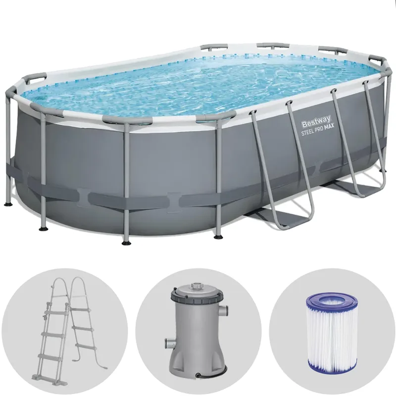 Bestway Power Steel 56620 - 427 x 250 x 100 cm - Piscine ovale