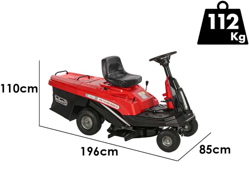 GeoTech RM 75-610 BSM-H - Tracteur tondeuse mini-rider avec transmission hydrostatique - Moteur 224 cm³