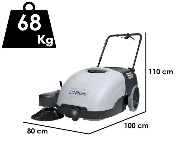 Nilfisk SW750 - Balayeuse autotractée à batterie avec bac de ramassage 12V - 46Ah