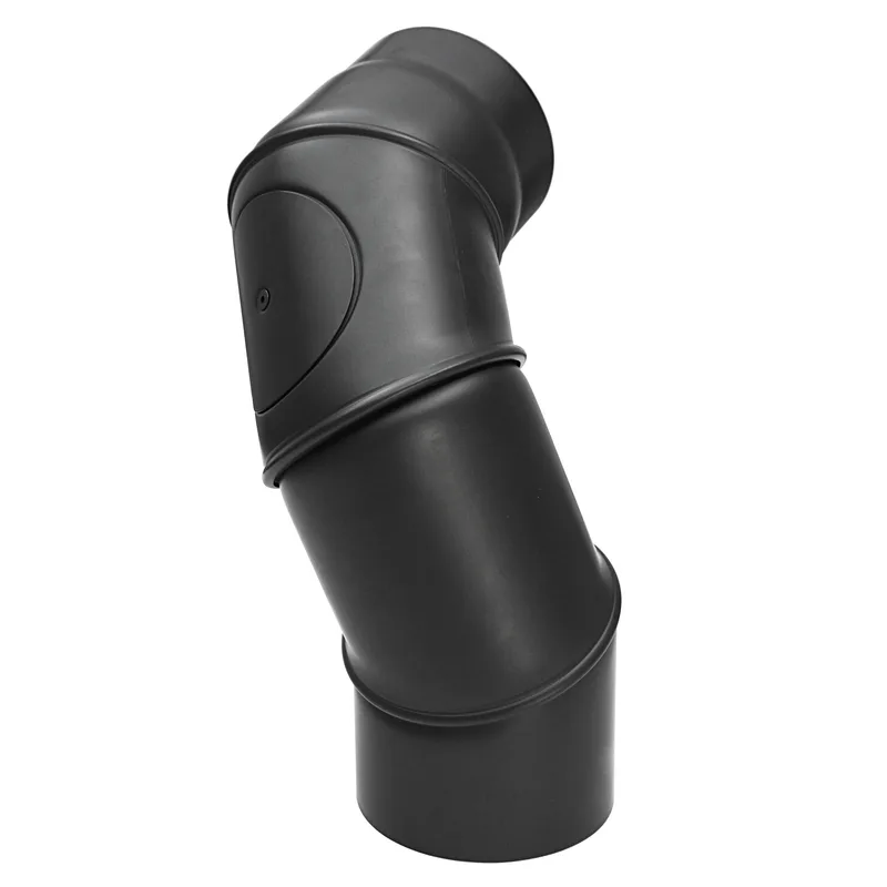 Raik Basic coude multiple 180mm noir avec porte – 4 pièces pour tuyau de fumée / conduit de fumée