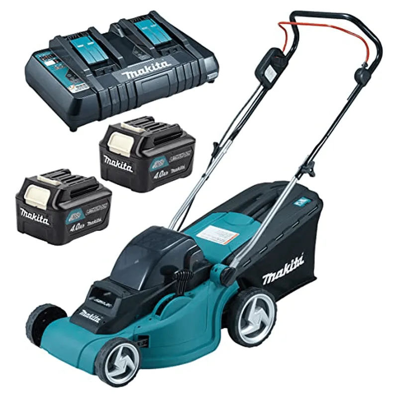 Tondeuse à gazon électrique avec batterie 2 X 4 Ah Makita DLM380PM2 - tondeuse 2 en 1 - 38 cm