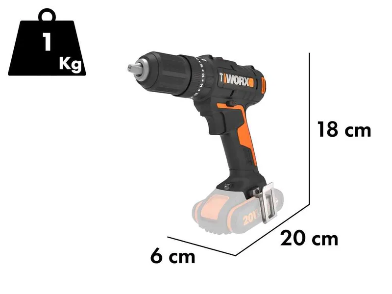 Worx WX370.9 - Perceuse visseuse à percussion sur batterie - sans batterie et sans chargeur