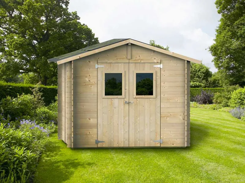 Alce Iris 249 x 249 cm – Abri de jardin en bois - Avec fenêtres et porte double battant – 249 x 249 x 207 cm