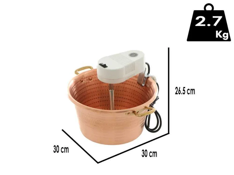 Novital - Chaudron électrique en cuivre martelé pour polenta base plate 7,3L - 4W
