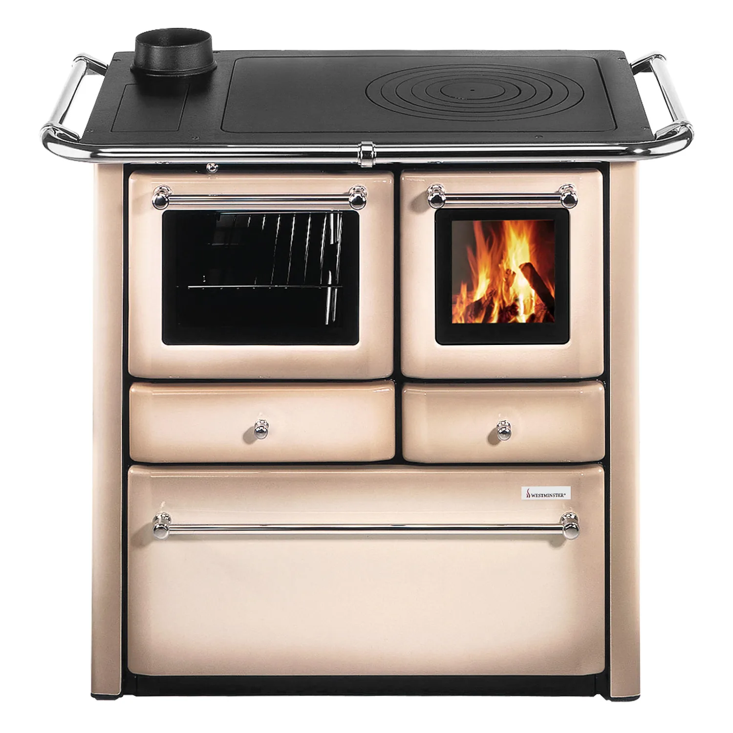 Wamsler K 85 F Cuisinière en acier Cappuccino, four à gauche