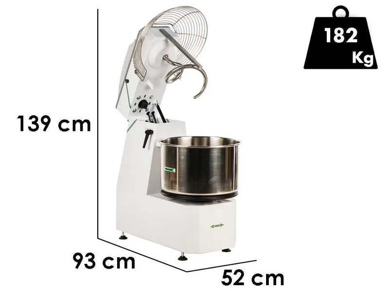 Fimar 50SR - Pétrin à spirale à tête relevable - Triphasé - 2 vitesses