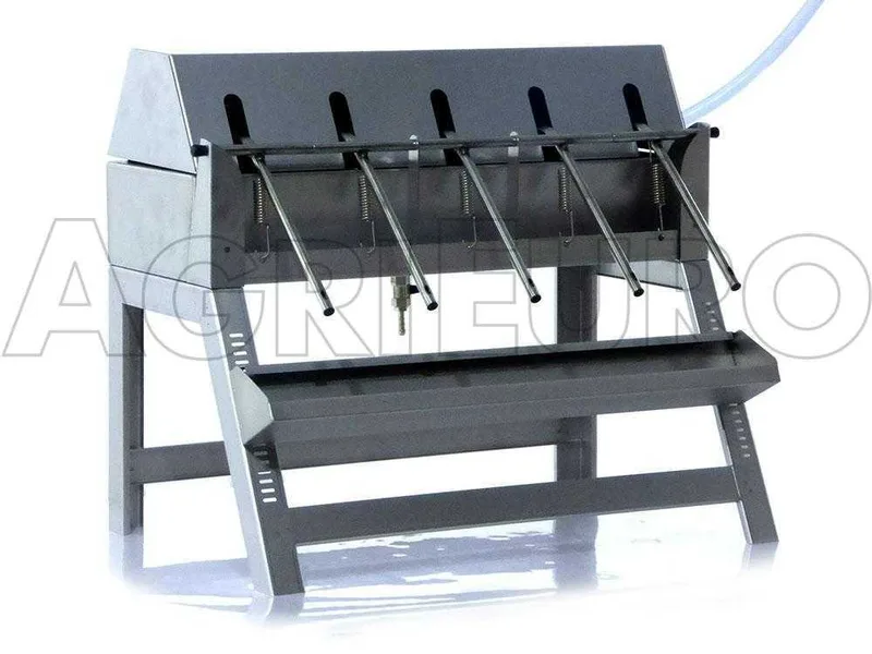 Enotecnica Pillan 5B INOX - Remplisseuse manuelle à 5 becs avec réservoir, becs et structure en acier inoxydable