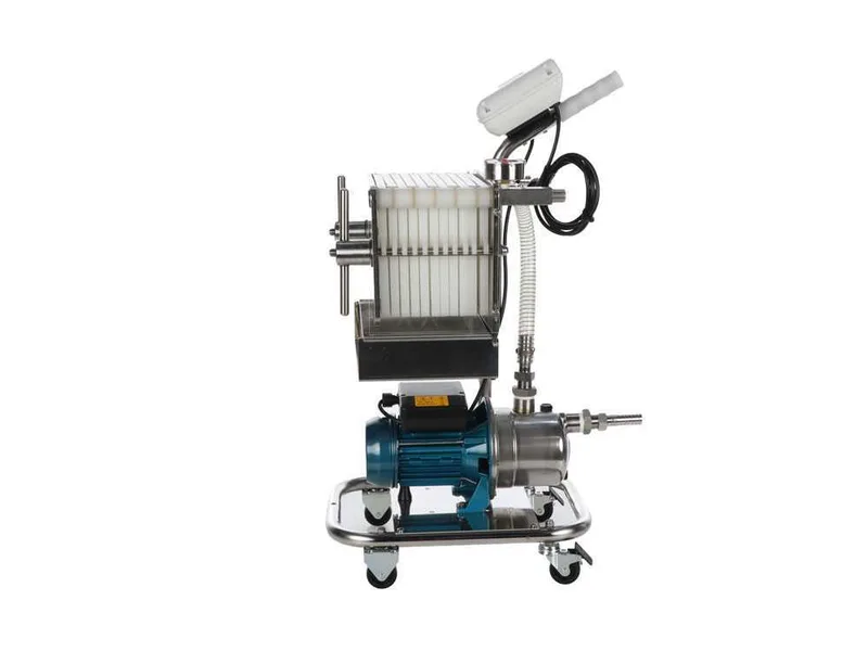 Tellarini CrystalPro Plus 10 - Filtre à plaques pour vin sur chariot - Pompe INOX