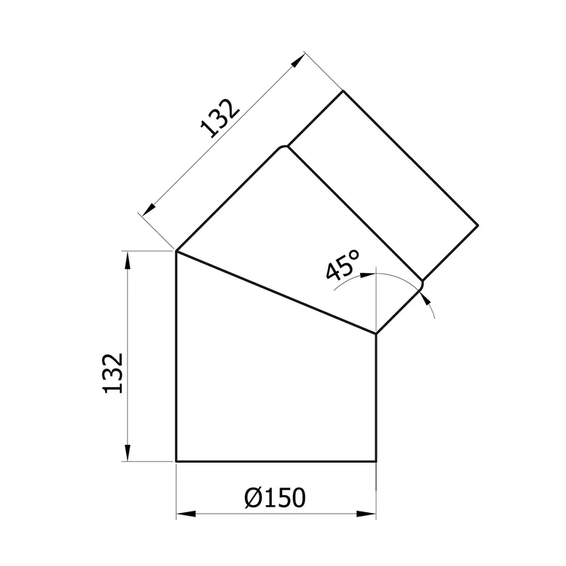 Raik Basic coude de tuyau de fumée 150mm gris fonte 45° sans porte pour tuyau de fumée / conduit de fumée