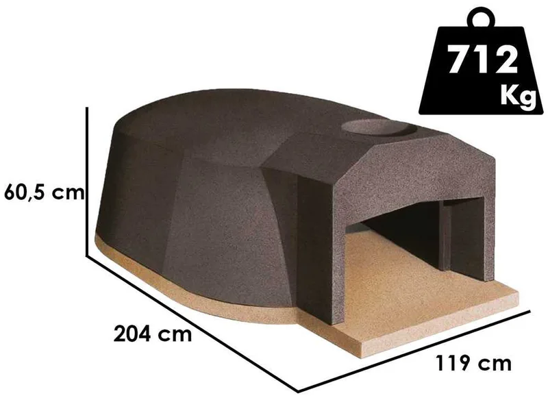 Linea VZ Ercolano - Four à bois encastrable avec chambre de 107x160 cm - Capacité de cuisson 8 pizzas
