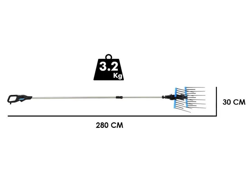 Campagnola Alice STAR ECO Plug-in - Peigne vibreur électrique à batterie 21.6 V 5 Ah - Perche télescopique en aluminium de 210 à 280 cm