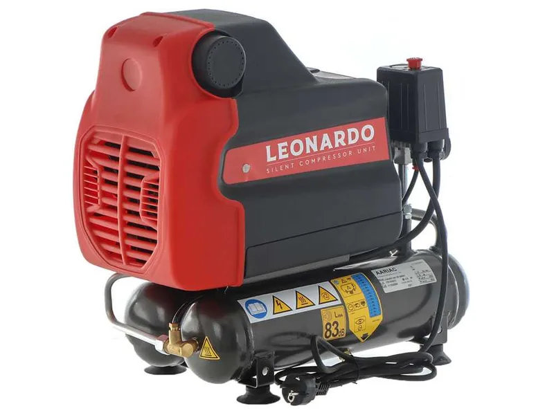 Fiac Leonardo - Compresseur d'air électrique portatif monophasé silencieux, oil-less - Moteur 1 CV - 6 L