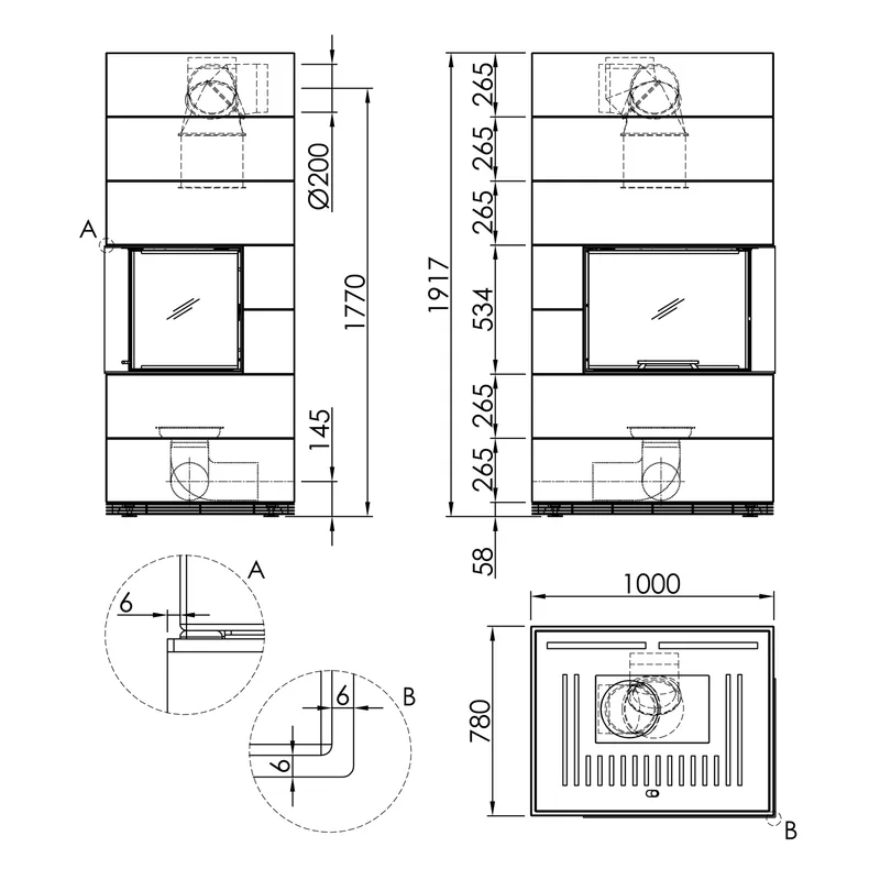 Kit de cheminée Spartherm SIM 2/3 Varia 2Rh-4S Nature