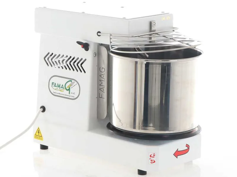 Pétrin à spirale Famag Grilletta IM 8 S 10 vitesses - Haut niveau d'hydratation tête basculante - Capacité de la cuve 8 Kg 11.5L