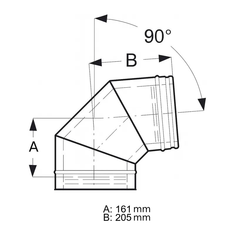 Schiedel ICS coude 90° Ø150 mm double paroi brillant
