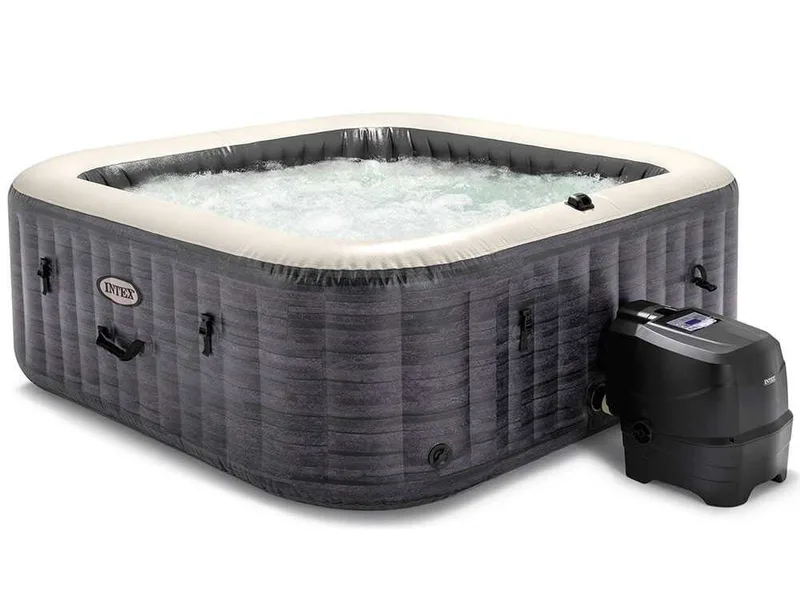 Intex Carrée Greystone Deluxe 28452NP - Ø196x71 cm - Spa gonflable à hydromassage