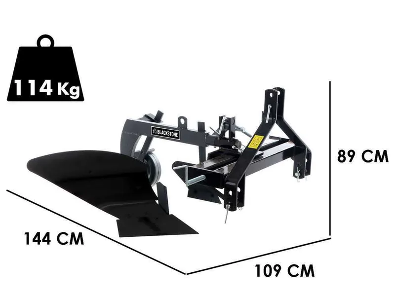 BlackStone B-BPS 35 – Charrue mono-soc – Réglage latéral manuel par vis - Pour tracteurs avec attelage à trois points