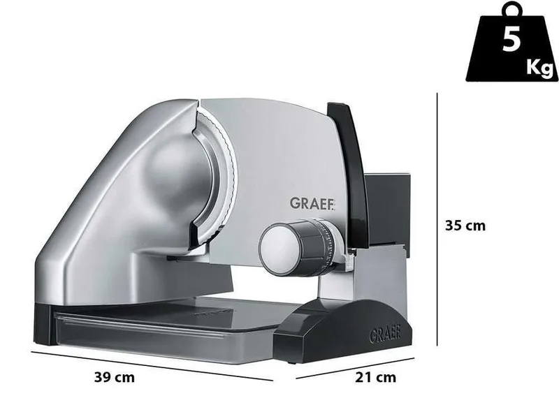 Graef SKS 500 Silver - Trancheuse 2 en 1 avec trancheuse à légumes - Lame de 170 mm