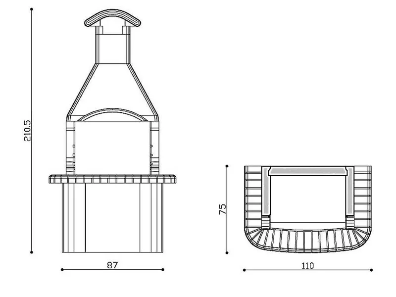 Linea VZ Tremiti - Barbecue à bois et charbon en maçonnerie