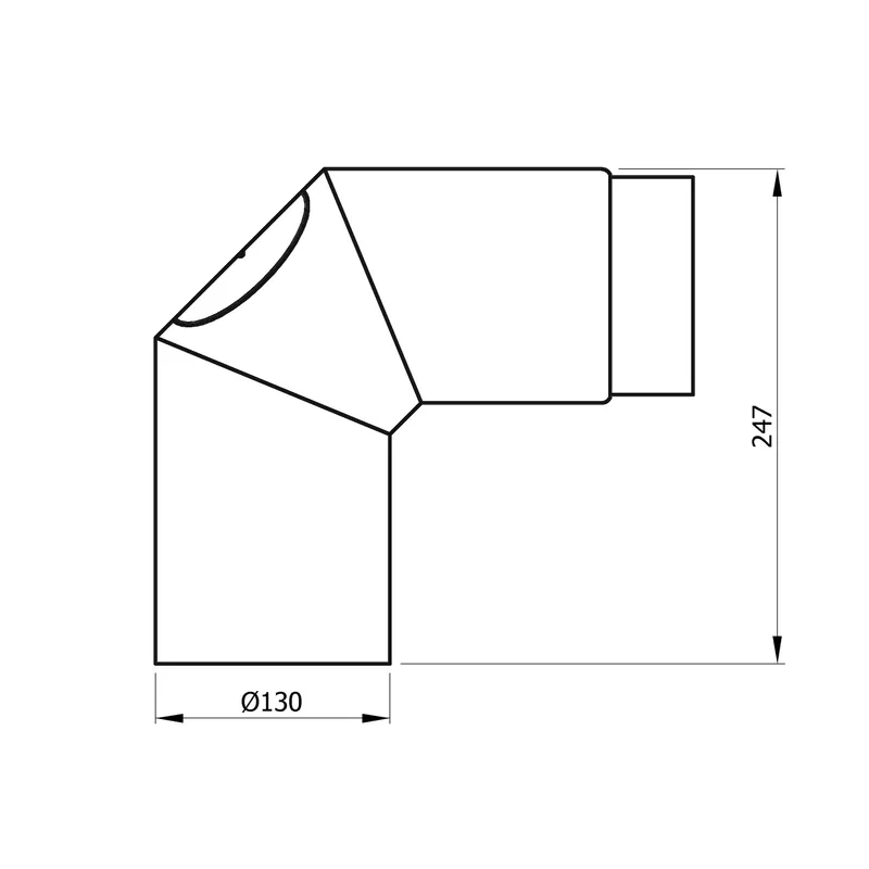 Raik Basic coude de tuyau de fumée 130mm gris fonte 90° – 3 pièces avec porte pour tuyau de fumée / conduit de fumée
