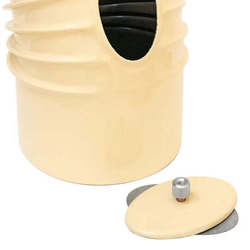 Coude de conduit de fumée / Coude de tuyau de poêle émaillé 130 mm - Coude de 45° nervuré ivoire avec ouverture de nettoyage