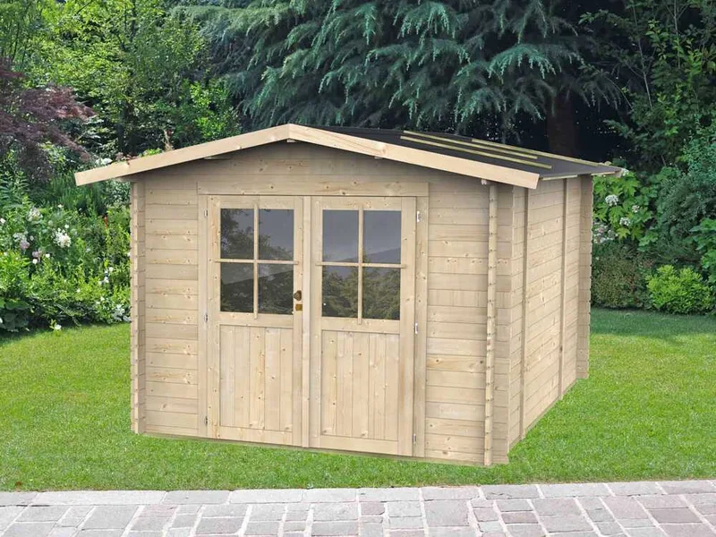 Alce Opera 215x250 - Abri de jardin à bois - Avec fenêtres et porte à double battant - 215x250x207 cm