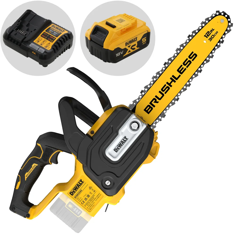 DeWalt DCMCS565P1-QW - Tronçonneuse à batterie compacte - 18 V 5 Ah - Guide de 30 cm