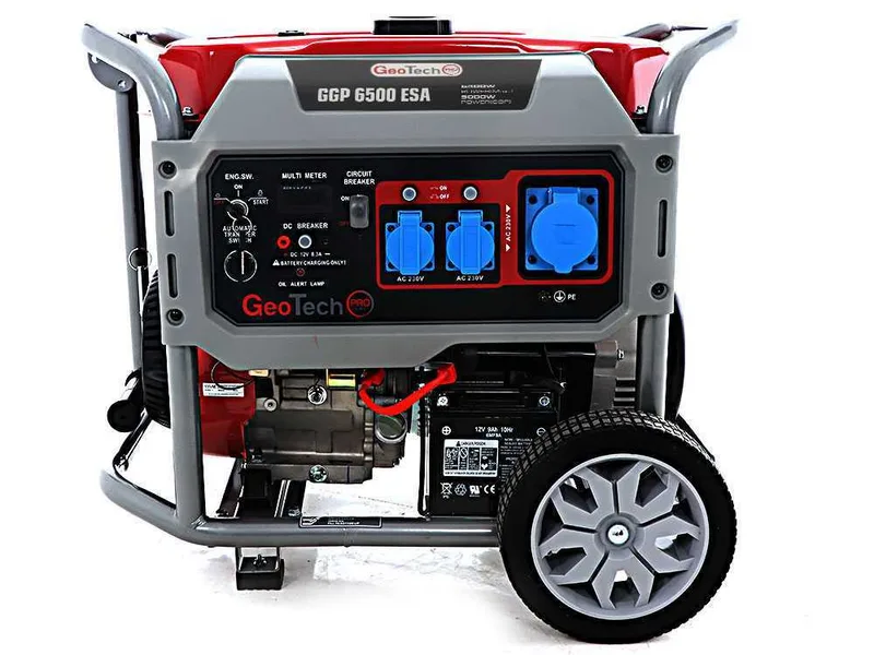 GeoTech Pro GGP 6500 ESA - Groupe électrogène sur chariot avec AVR dém. électrique 5.4 kW - Continue 5 kW Monophasé + ATS