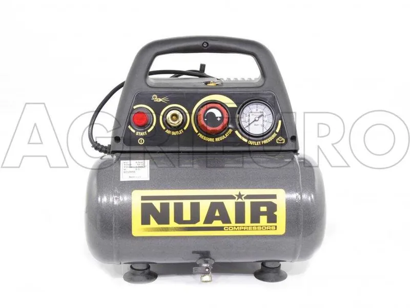 Nuair New Vento 200/8/6 - Compresseur d'air électrique portatif monophasé, oil-less - Moteur 1.5 CV - 6 L
