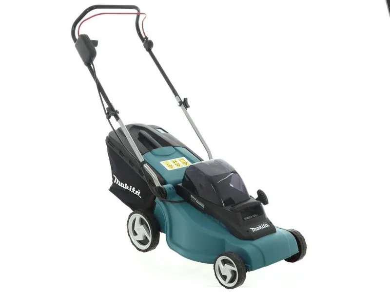 Tondeuse à gazon électrique avec batterie 2 X 4 Ah Makita DLM380PM2 - tondeuse 2 en 1 - 38 cm