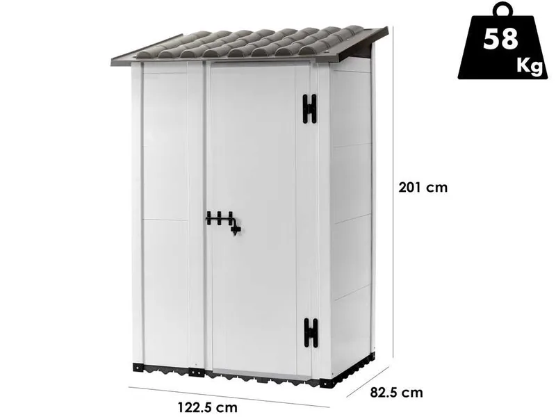 Garofalo Urban 100 - Abri de jardin - Avec porte décentrée - 122,5 x 82,5 x 201 cm