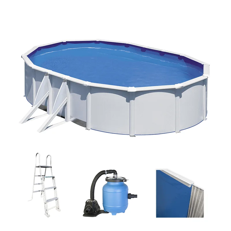 Piscine Gre Fidji Ovale 500x300x120cm - Piscine hors-sol en acier - Filtre Aqualoon