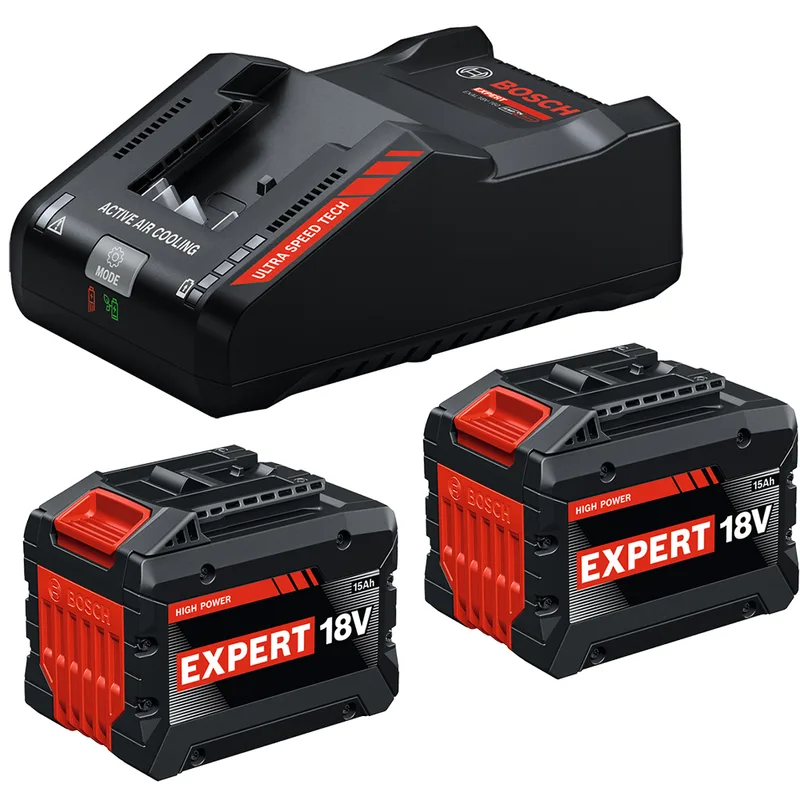 Kit de démarrage Bosch pour gamme Blue Professional - 2 batteries 18 V/15 Ah + Chargeur rapide