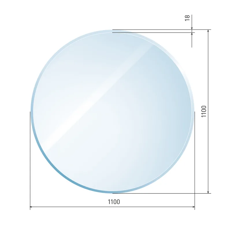 Plaque de verre circulaire Raik Kamin avec facette incluse